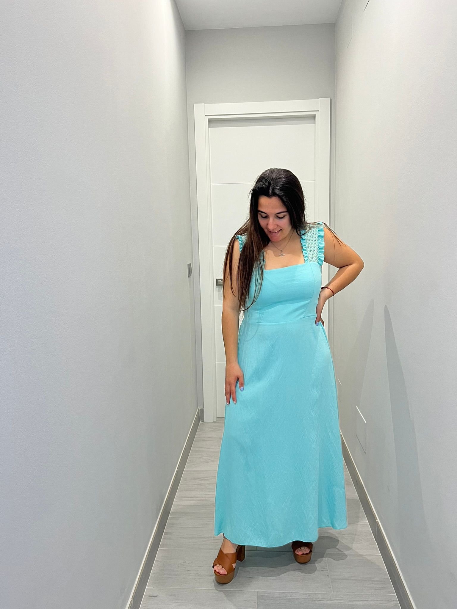 Vestido panel abeja celeste