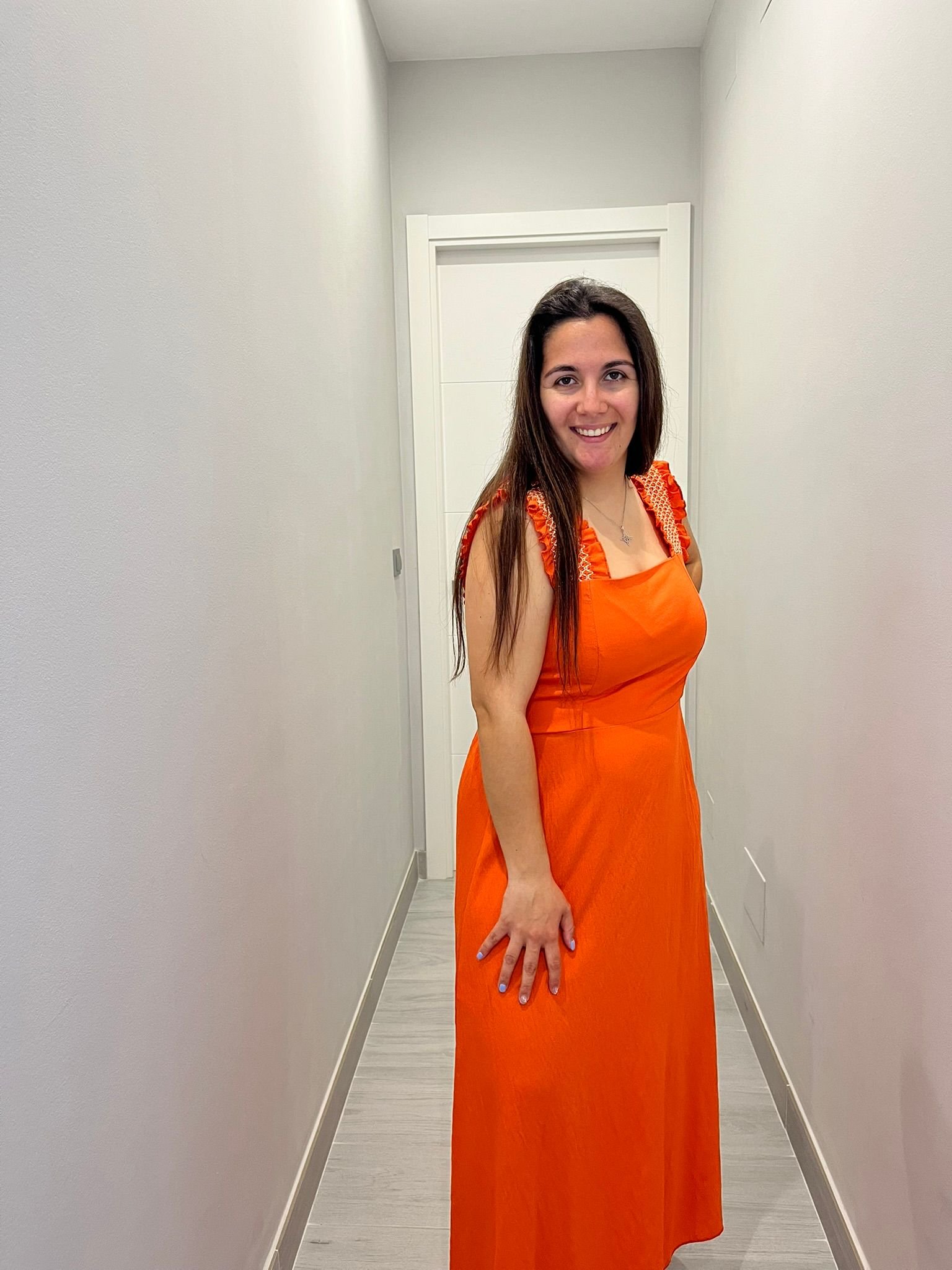 Vestido panel abeja naranja